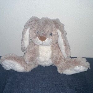 Fluffy Brown and White Plush Bunny